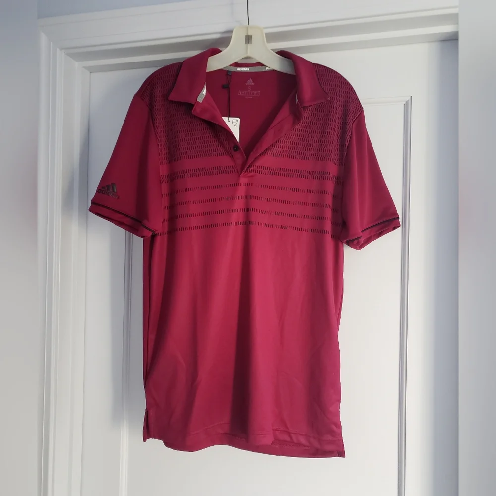Mens S Adidas polo golf shirt maroon/ magenta NWT